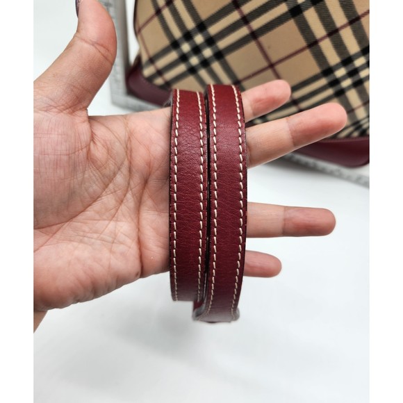 Burberry Red Crossbody Bag with Classic Check Pattern - Picture 7 of 15